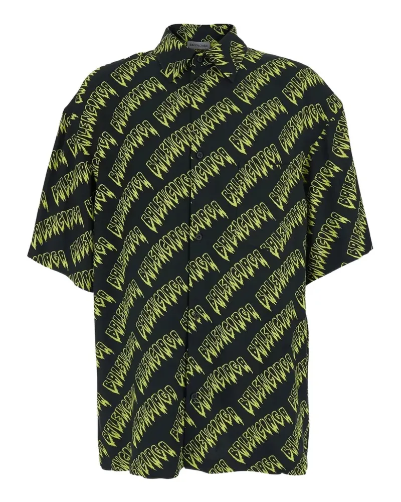 Balenciaga logo-pattern shirt - Schwarz Schwarz