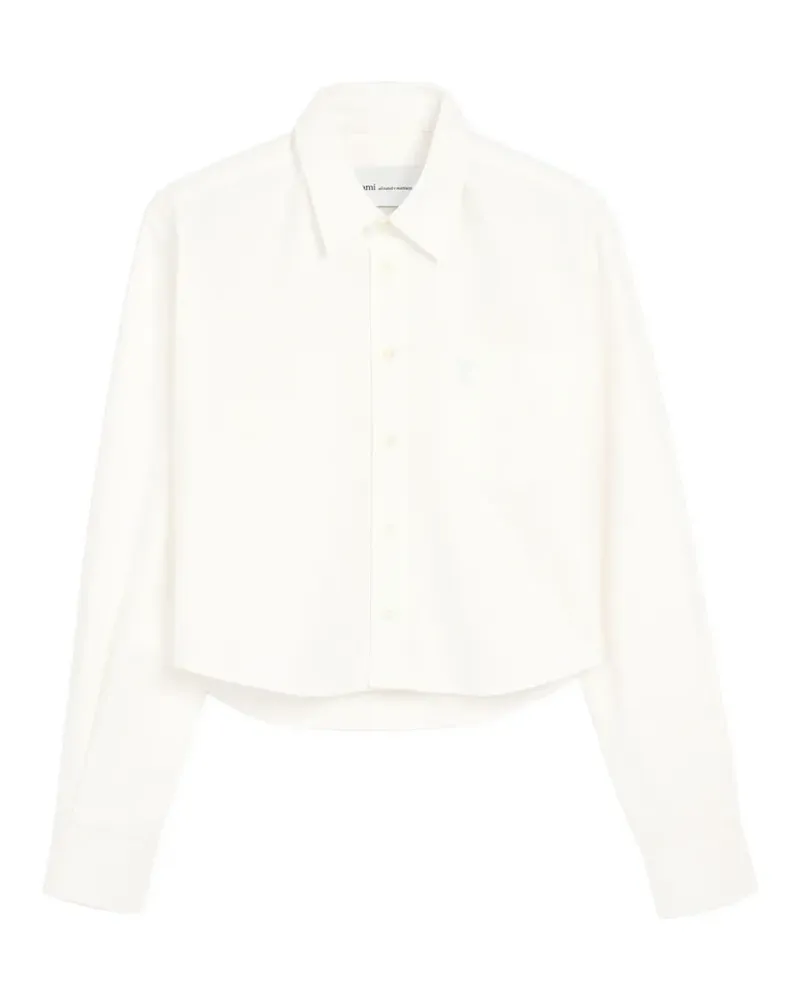 AMI Paris cotton cropped shirt with embossed Ami de Coeur - Weiß Weiß