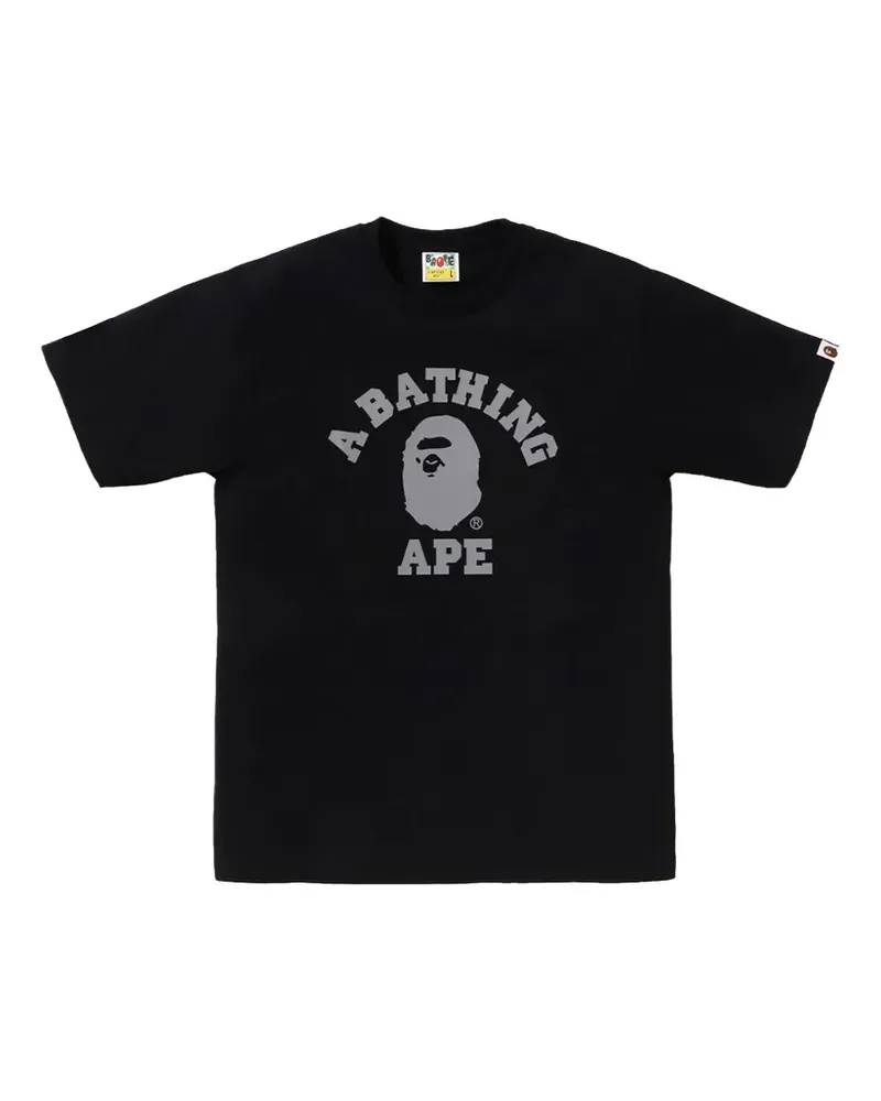 BAPE Reflektierendes College T-Shirt - Schwarz Schwarz