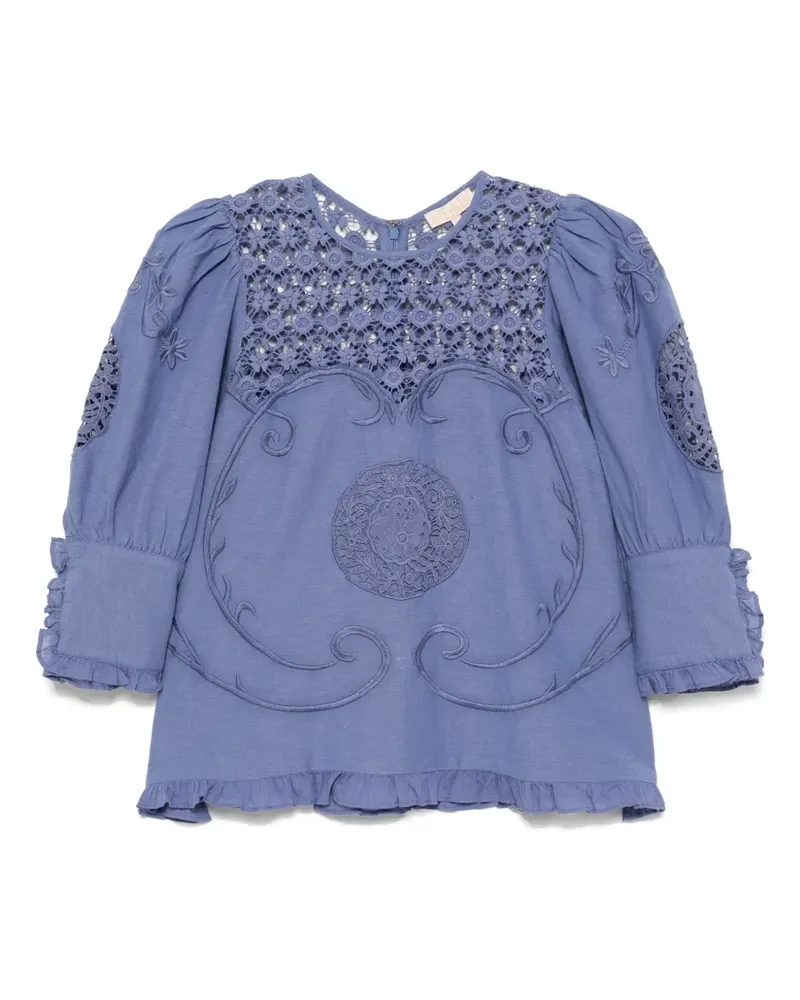 byTiMo Bluse mit Stickerei - Blau Blau