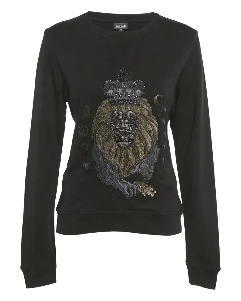 Just Cavalli Hemd mit Löwenstickerei - Schwarz Schwarz