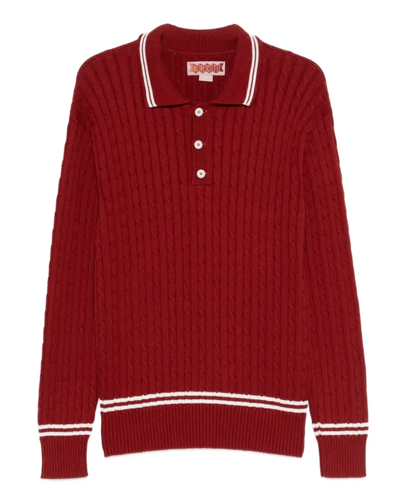 Baracuta cable-knit striped polo shirt - Rot Rot