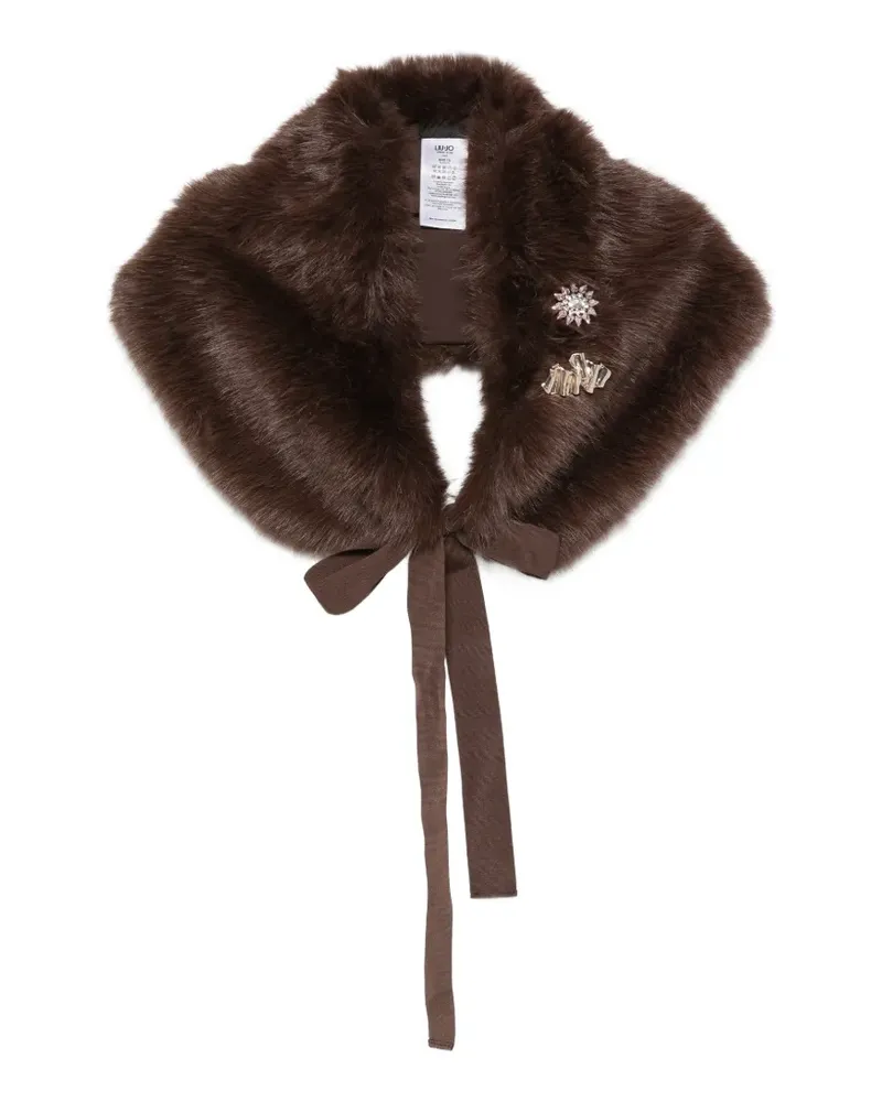 Liu Jo Verzierter Schal aus Faux Fur - Braun Braun