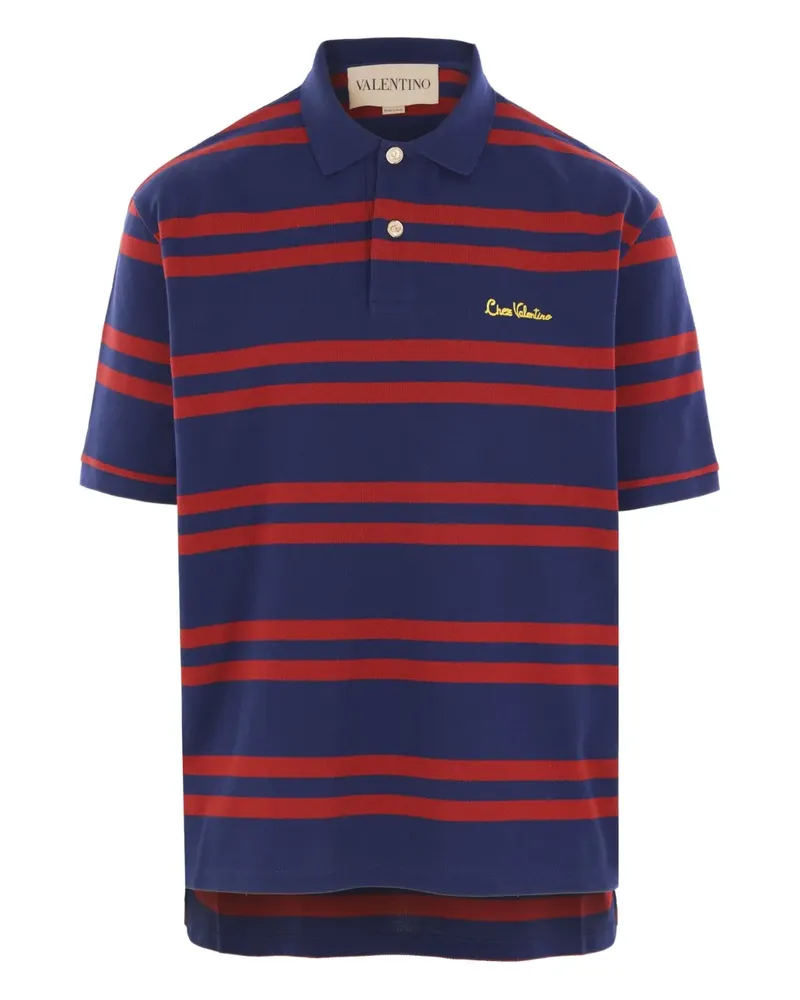 Valentino Garavani Gestreiftes Chez Poloshirt mit Stickerei - Blau Blau