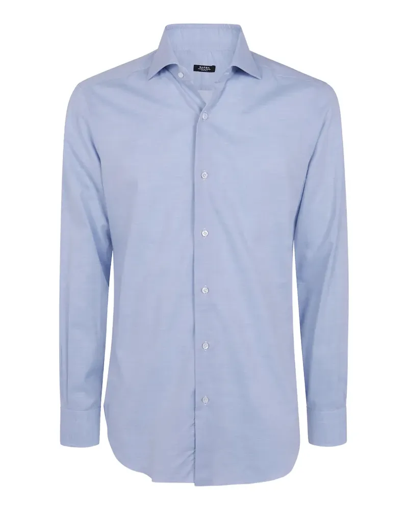 BARBA herringbone-weave long-sleeve shirt - Blau Blau