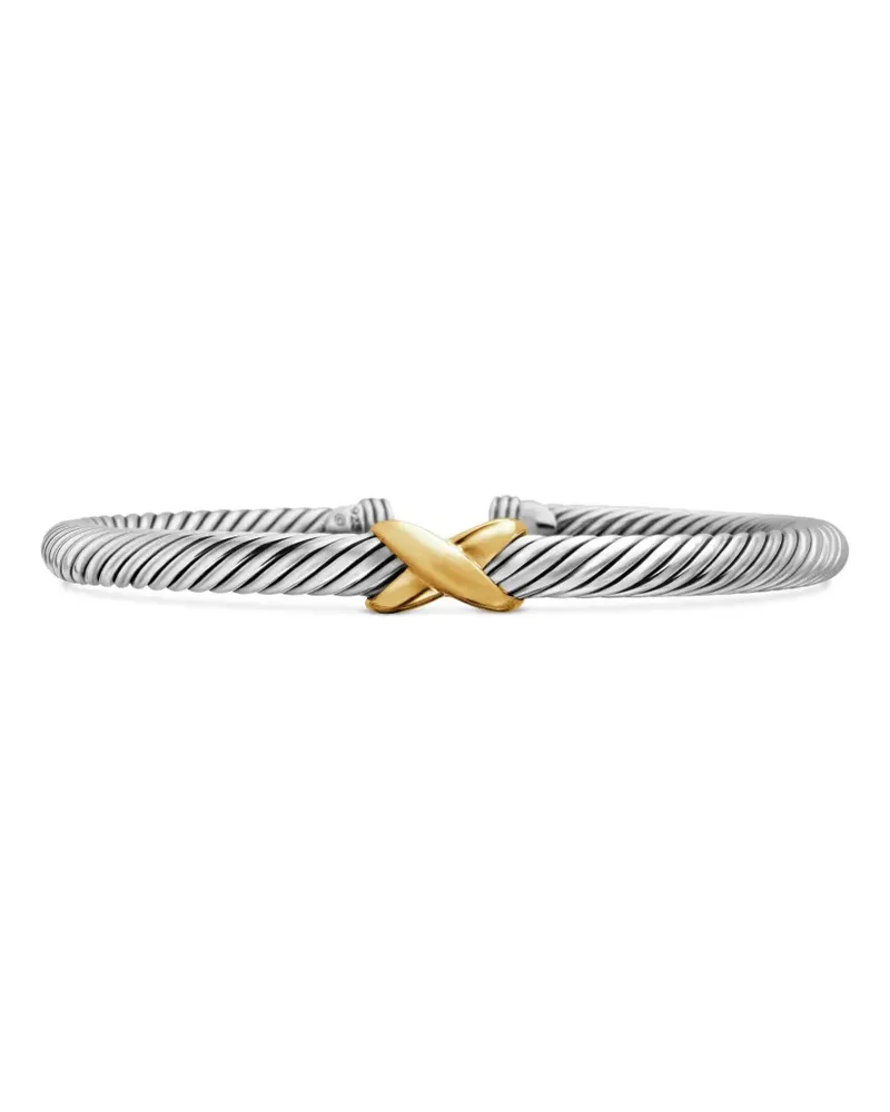 David Yurman 14kt X Classic Cable Station Gelbgold- und Sterlingsilberarmband (5mm Silber