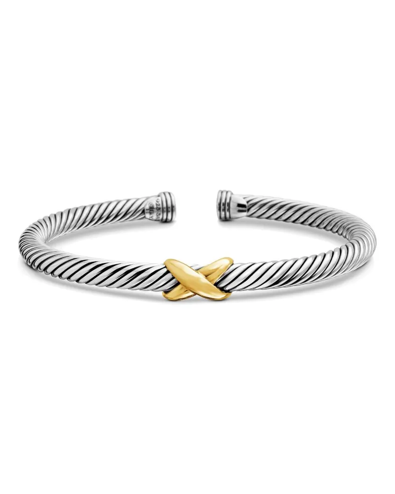 David Yurman 14kt X Classic Cable Station Gelbgold- und Sterlingsilberarmband (5mm Silber