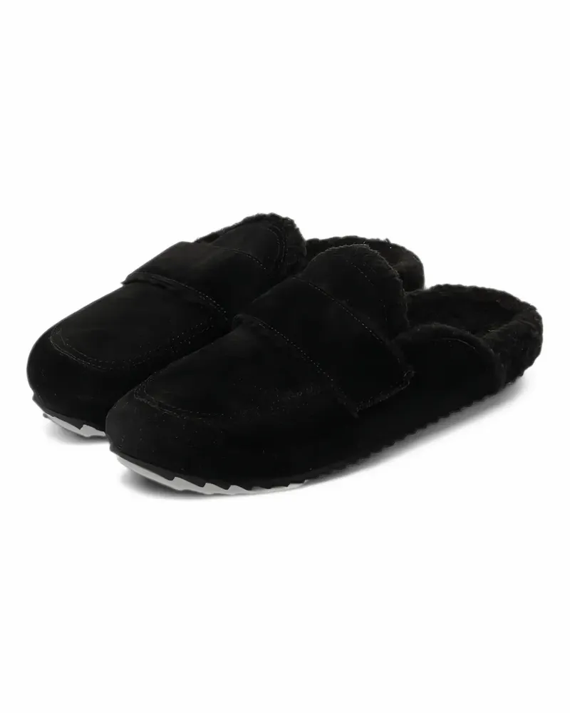 James Perse Mules mit Faux Shearling-Futter - Schwarz Schwarz
