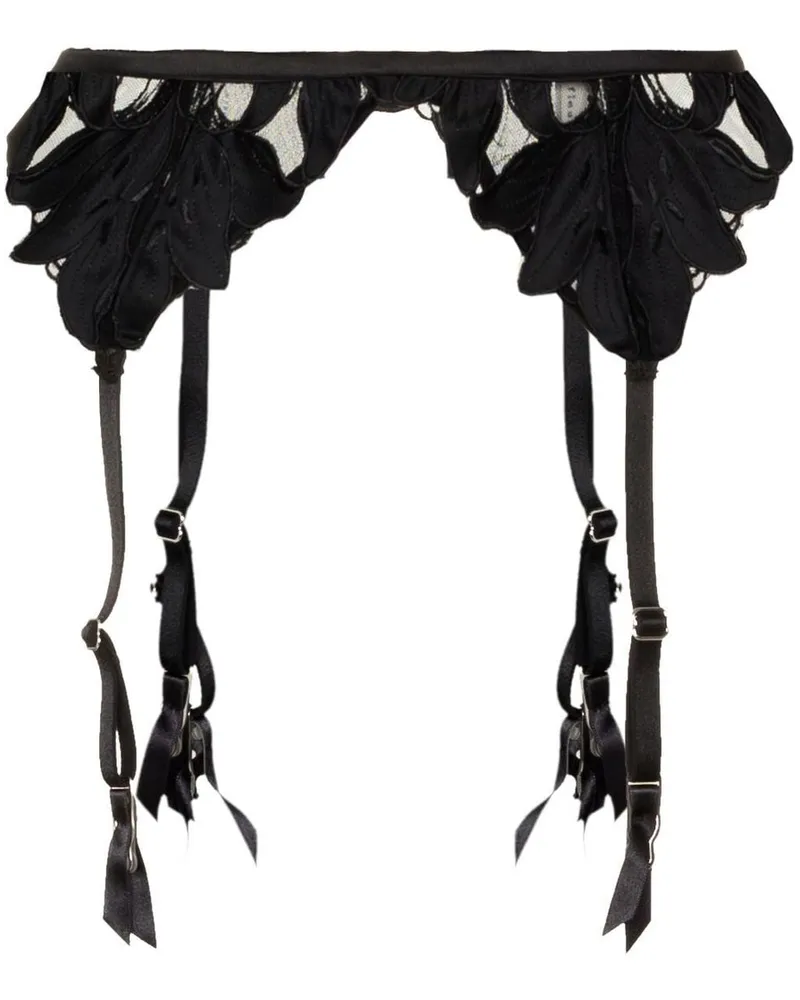 Fleur Du Mal Bestickter Lily Gürtel - Schwarz Schwarz