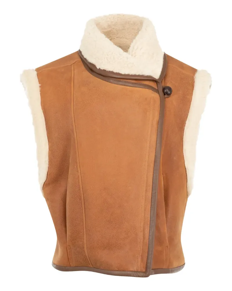 Isabel Marant Alime shearling-trim leather vest - Braun Braun
