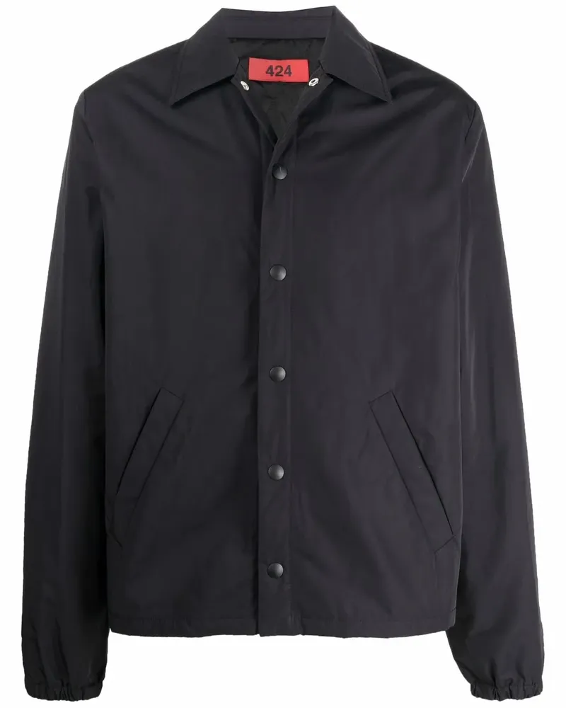 FourTwoFour on Fairfax Hemdjacke mit Knopfleiste - Schwarz Schwarz