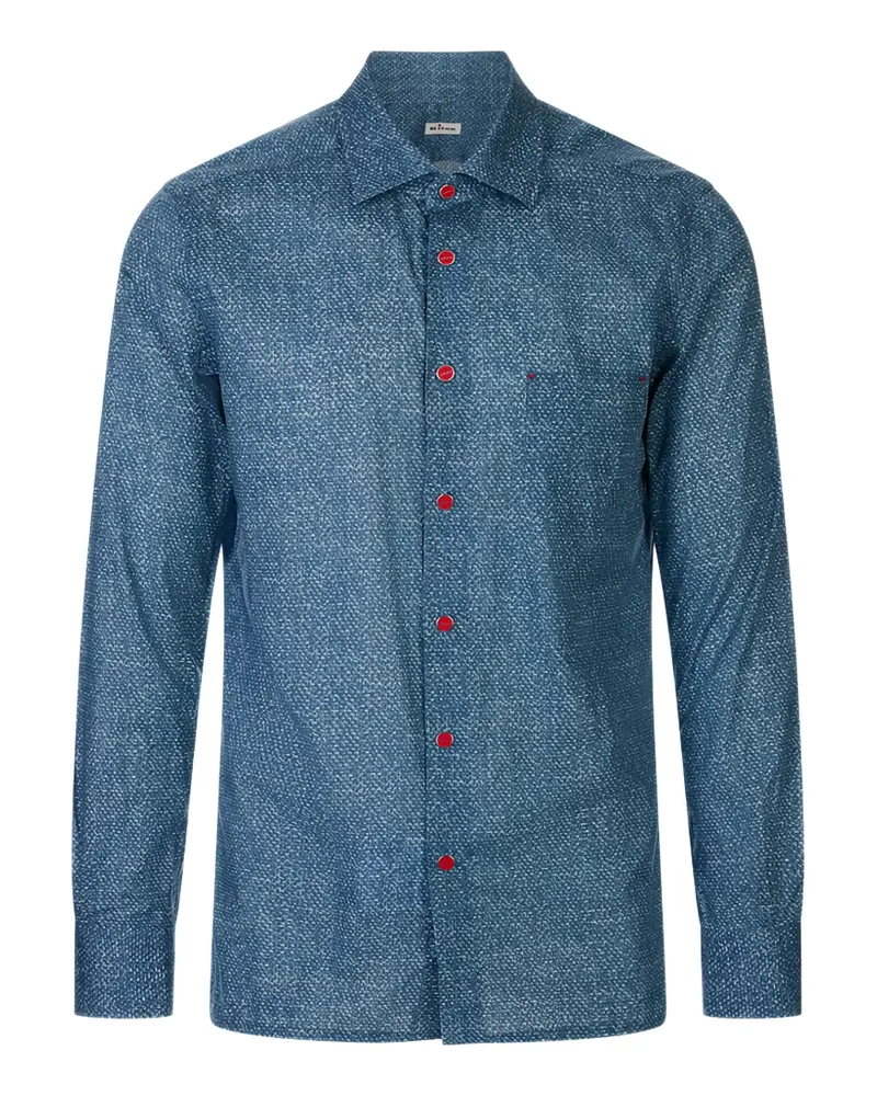 Kiton patterned-print button-up shirt - Blau Blau