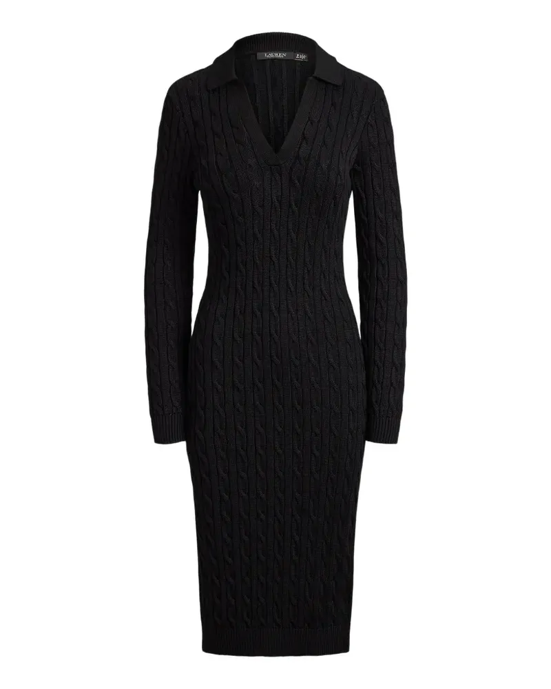 Ralph Lauren Midikleid mit Zopfmuster - Schwarz Schwarz