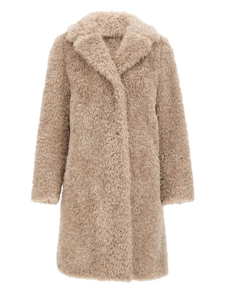 Herno Geknöpfter Mantel aus Faux Fur - Nude Nude
