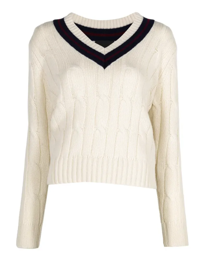 Nili Lotan Fabiana V-neck cable-knit sweater - Nude Nude
