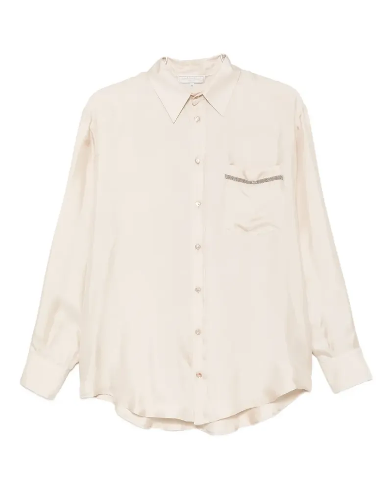 Antonelli Firenze beaded-trim pocket shirt - Nude Nude