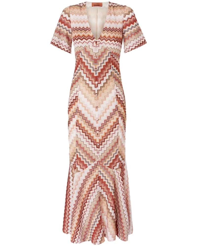 Missoni Geriffeltes Maxikleid mit Zickzackmuster - Braun Braun