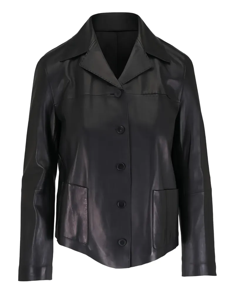 Lafayette148 Lederjacke mit Knopfverschluss - Schwarz Schwarz