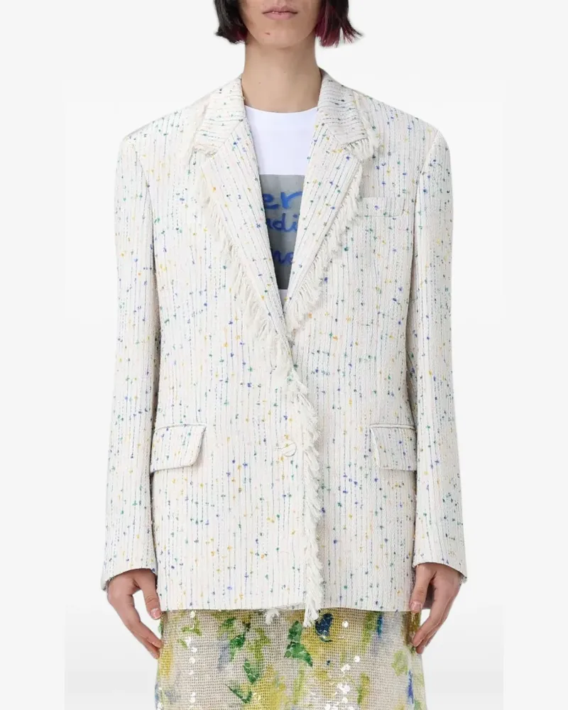 MSGM Bouclé-Blazer mit Fransen - Weiß Weiß