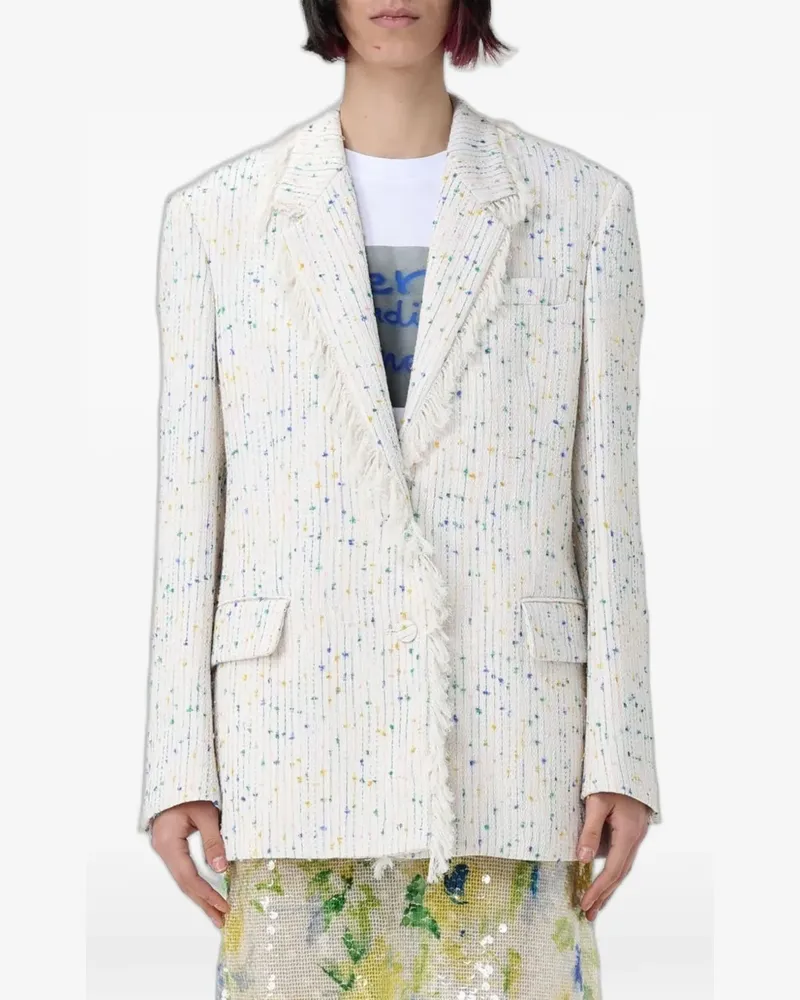 MSGM fringed bouclé blazer - Weiß Weiß