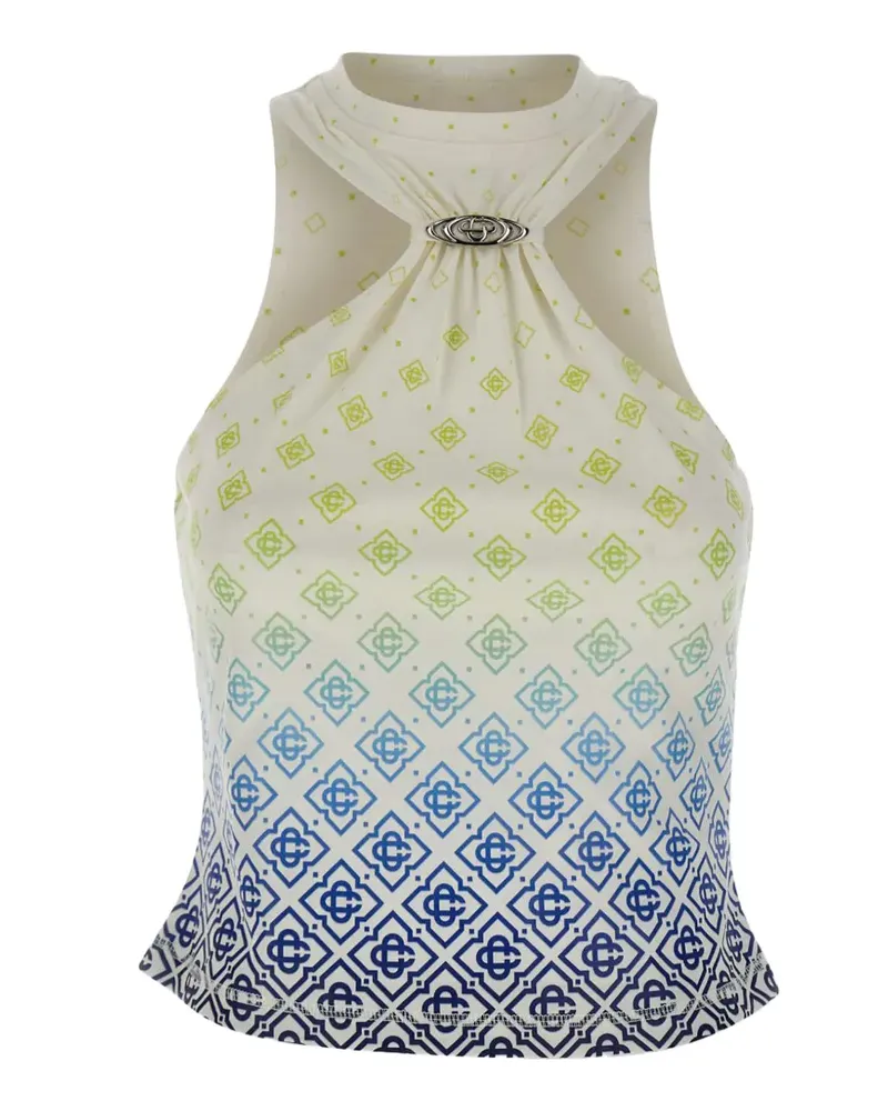 Casablanca Paris Printed Draped monogram draped top - Nude Nude