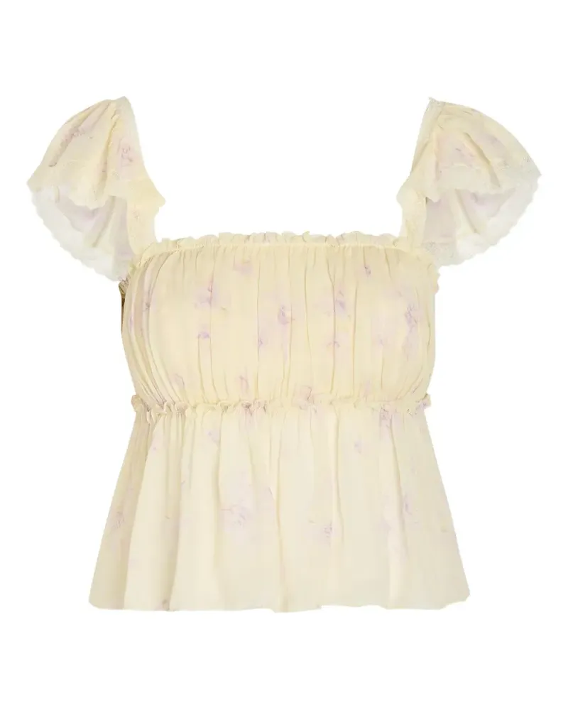 LoveShackFancy Siena floral-print blouse - Nude Nude