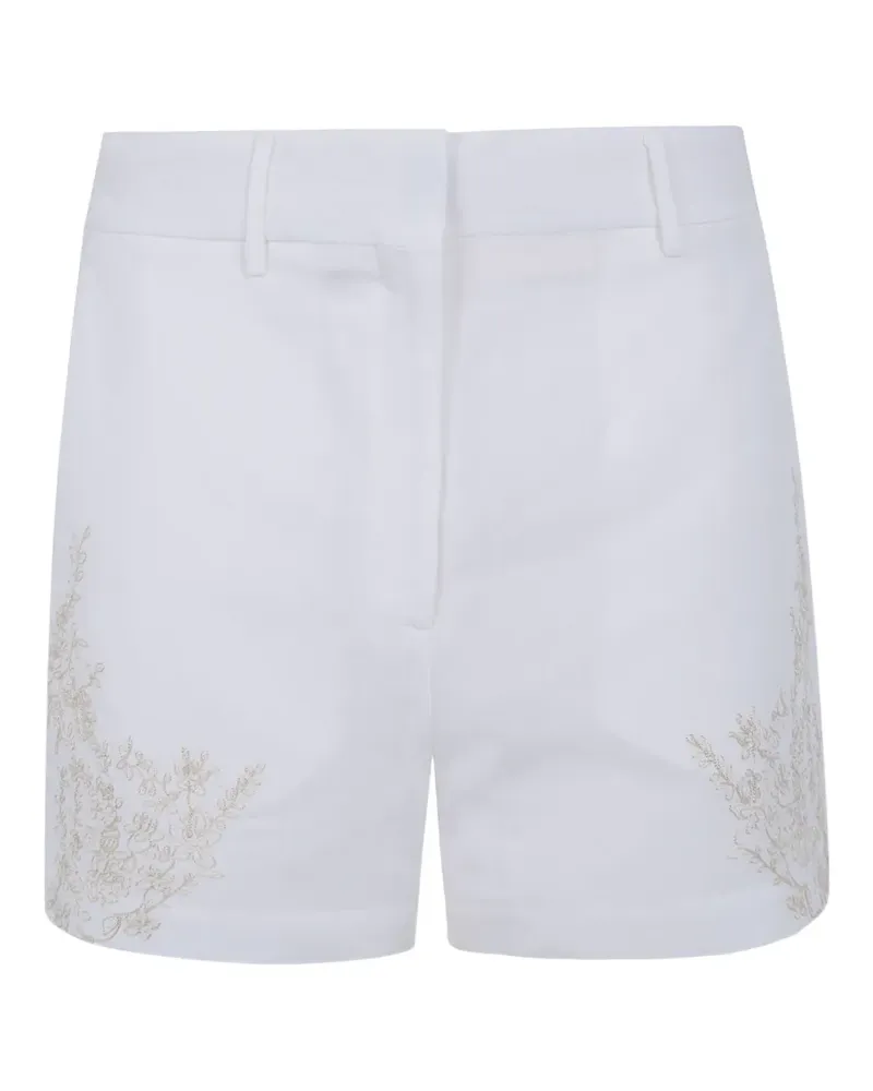 Semicouture Shorts aus Leinen mit Blumenstickerei - Weiß Weiß