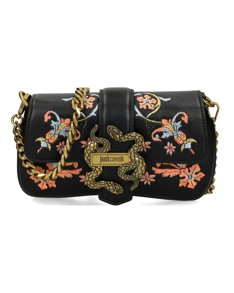 Just Cavalli Schultertasche mit Blumen-Print - Schwarz Schwarz