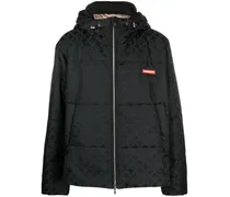 Gefütterte Kitty Jacke mit Monogramm-Print - Schwarz