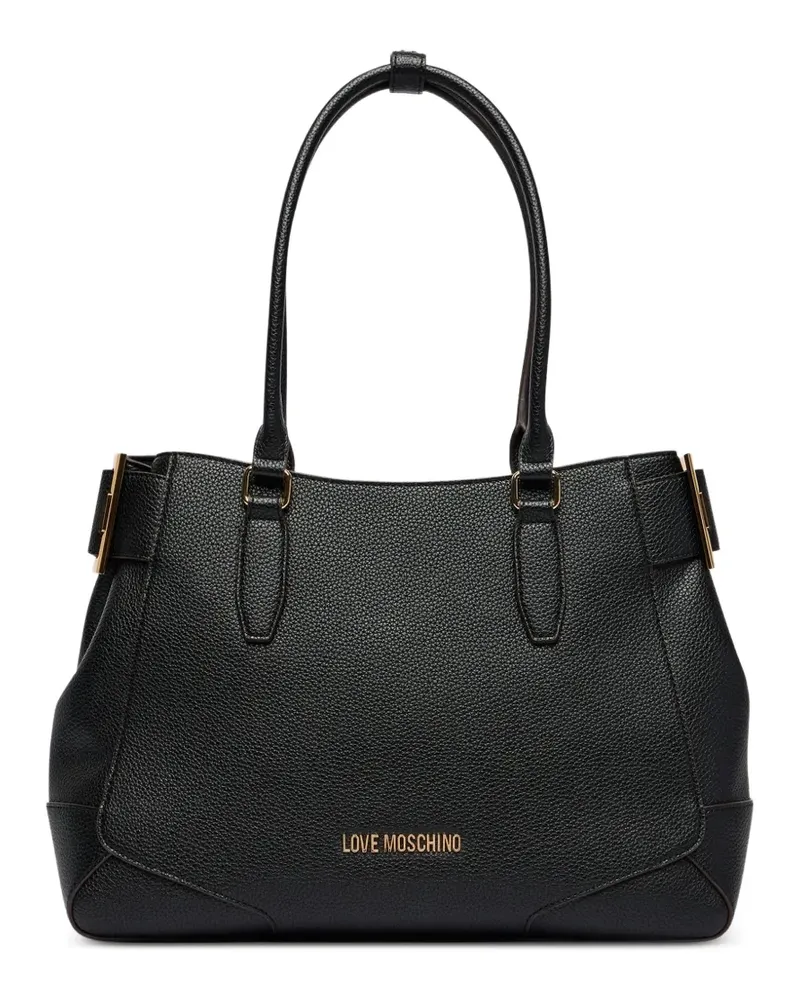 Moschino Tote Bag mit Logo-Schild - Schwarz Schwarz