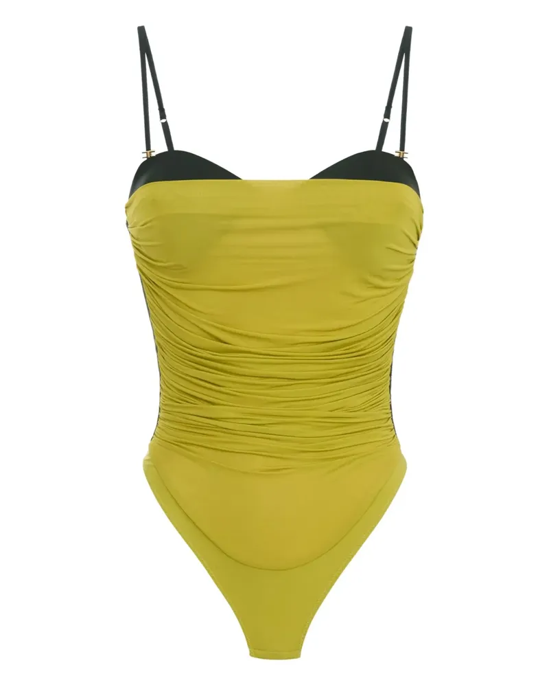 Elisabetta Franchi Geraffter Body - Gelb Gelb