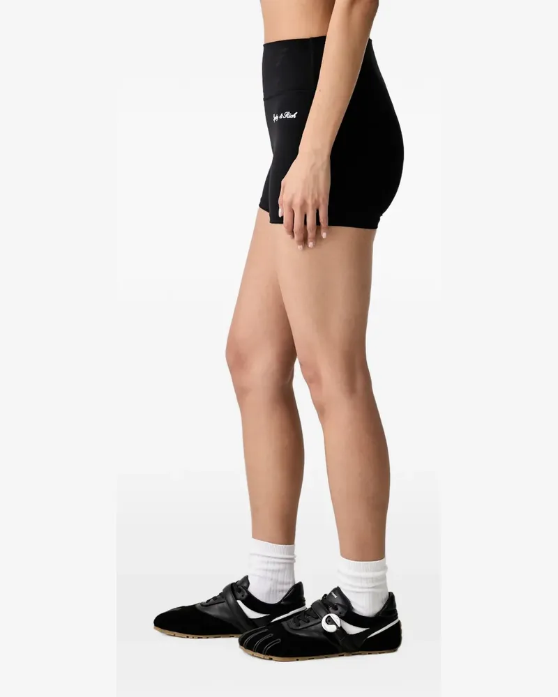SPORTY & RICH Kurze Shorts mit Logo-Print - Schwarz Schwarz