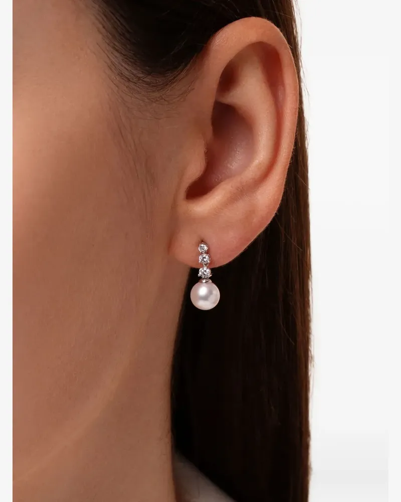 YOKO London 18K white gold akoya pearl and diamond earring - Silber Silber