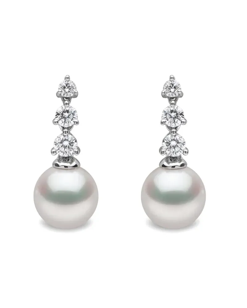 YOKO London 18kt Weißgoldohrringe mit Akoya-Perle und Diamanten - Silber Silber