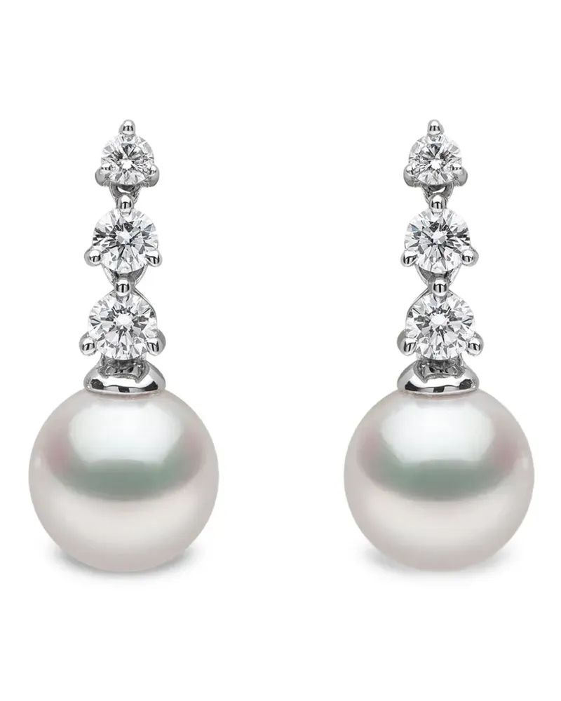 YOKO London 18K white gold akoya pearl and diamond earring - Silber Silber