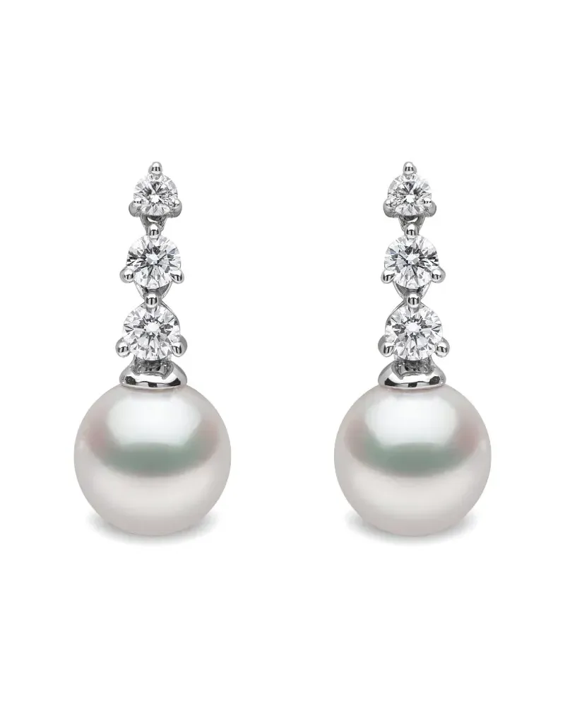 YOKO London 18kt Weißgoldohrringe mit Akoya-Perle und Diamanten - Silber Silber