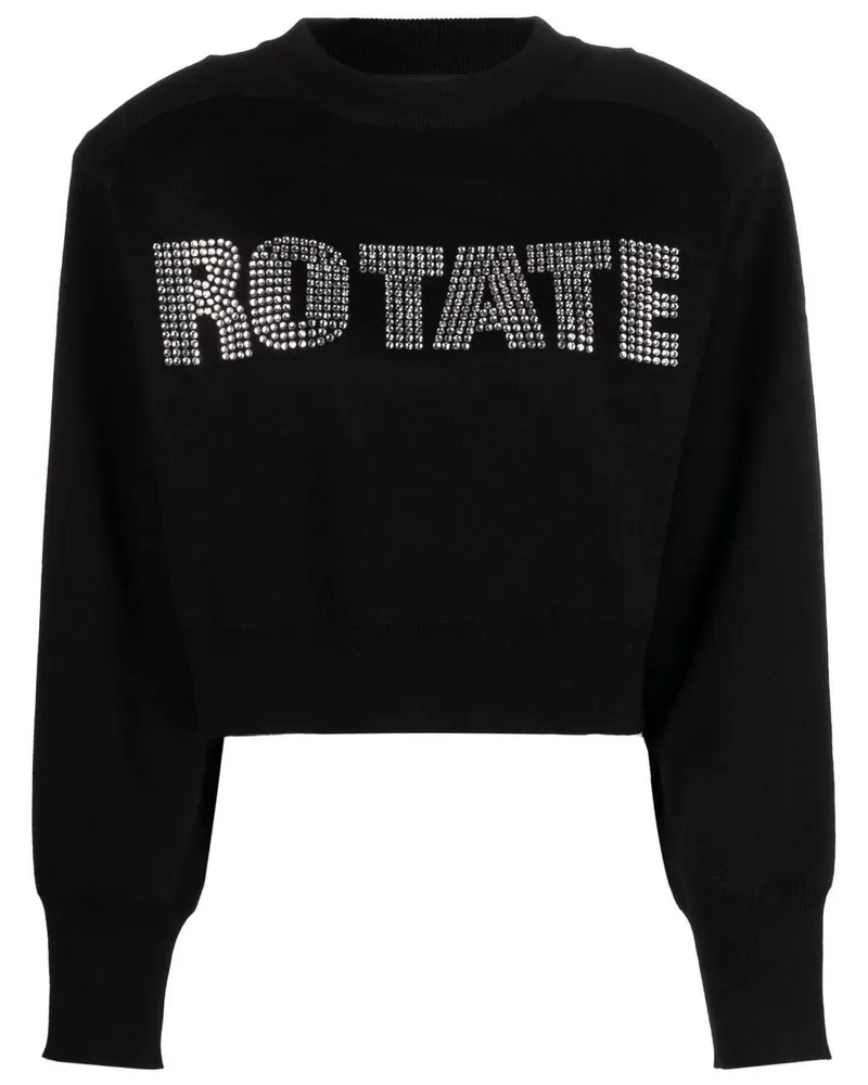 ROTATE Birger Christensen Langarmshirt im Cropped-Design - Schwarz Schwarz