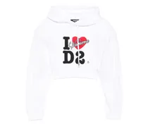 Cropped-Hoodie mit Logo-Print - Weiß