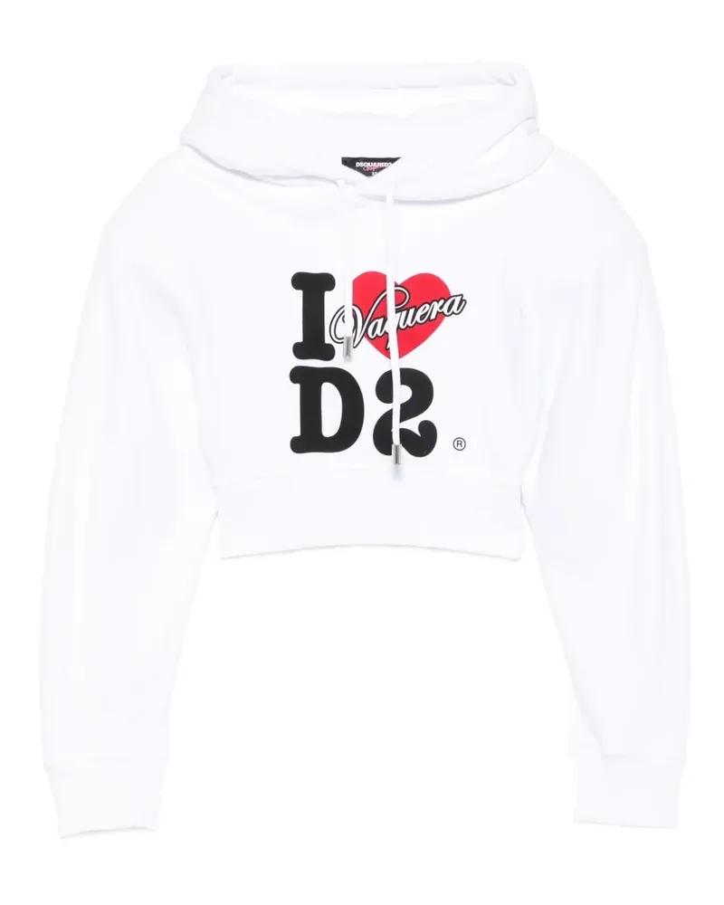 Dsquared2 Cropped-Hoodie mit Logo-Print - Weiß Weiß