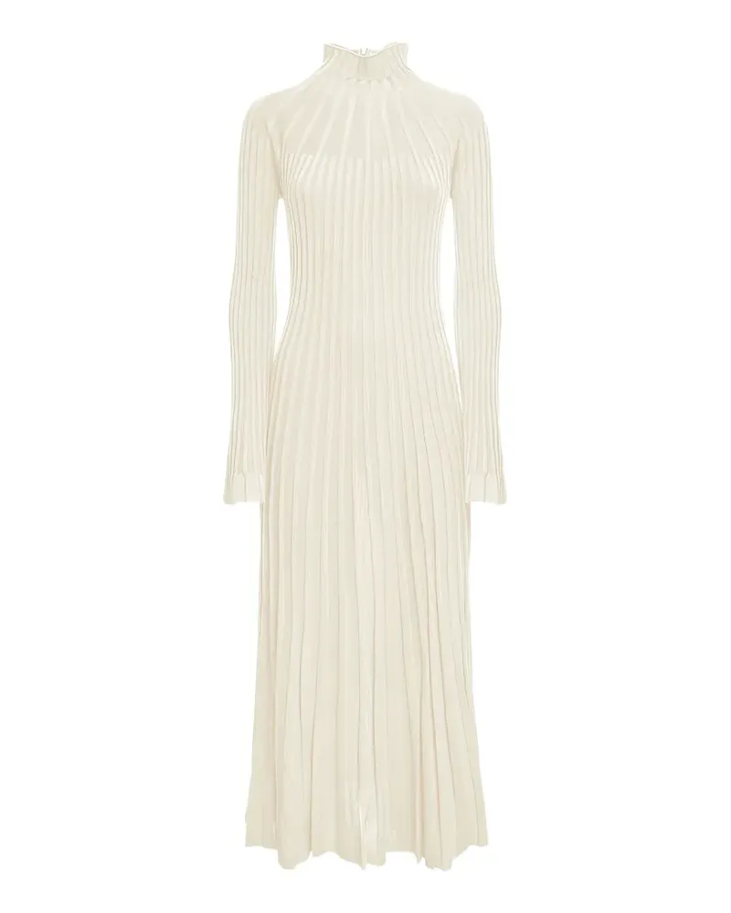 Malo ribbed-knit long-sleeve dress - Weiß Weiß