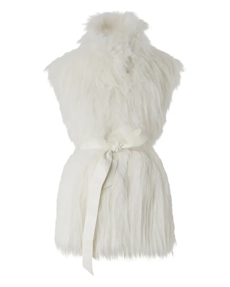 Pinko Weste aus Faux Fur mit Gürtel - Weiß Weiß