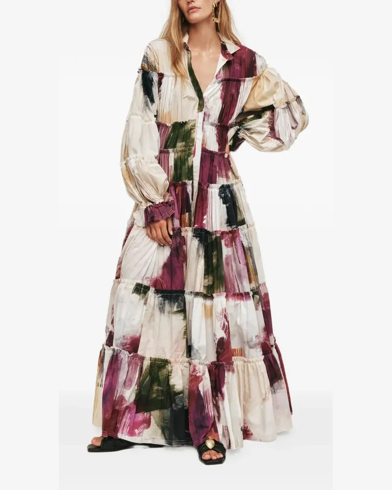 Aje. Cait ruffled long-sleeve maxi dress - Nude Nude