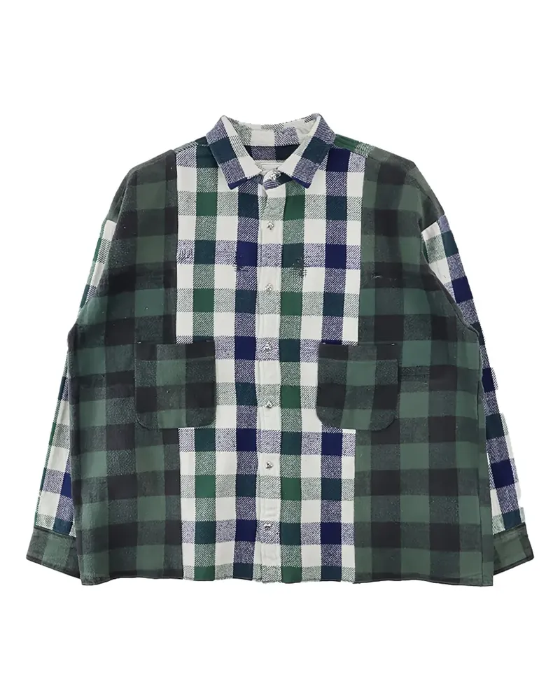 READYMADE patchwork check-pattern shirt - Grün Grün