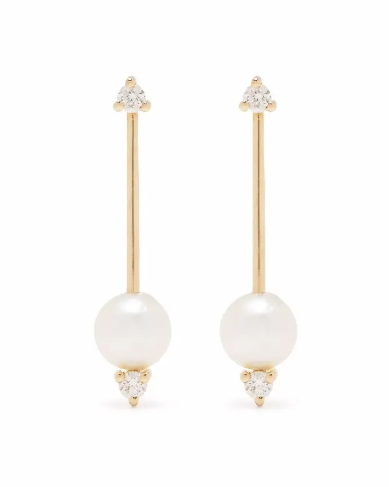 MIZUKI 14kt 'Sea of Beauty' Goldohrringe mit Perle und Diamanten Gold