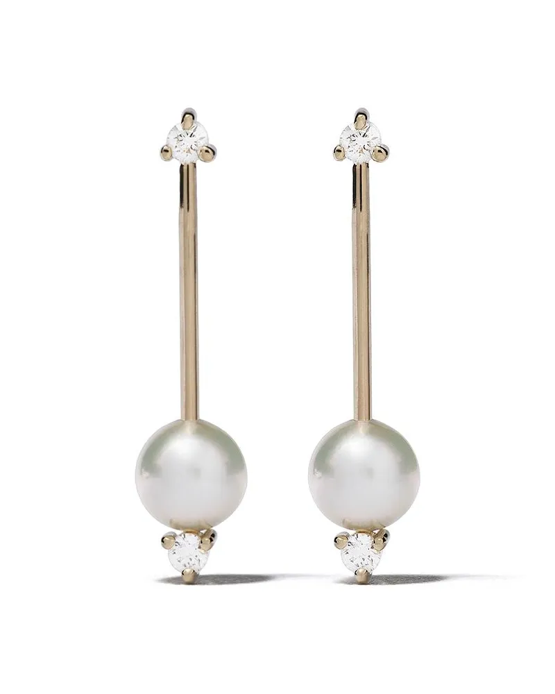 MIZUKI 14kt 'Sea of Beauty' Goldohrringe mit Perle und Diamanten Gold