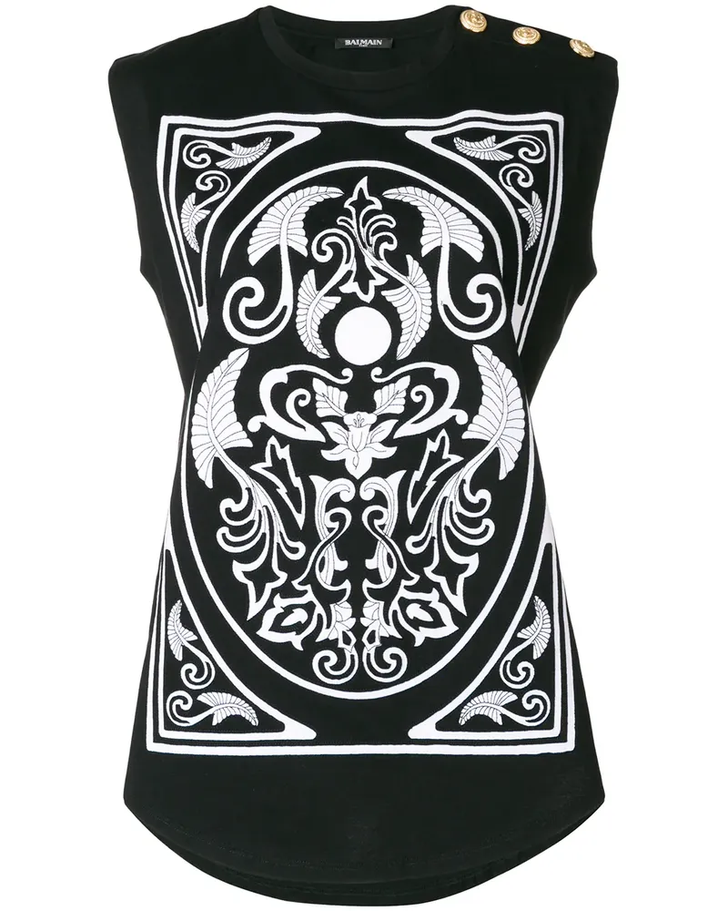 Balmain T-Shirt mit Knopfverzierung - Schwarz Schwarz