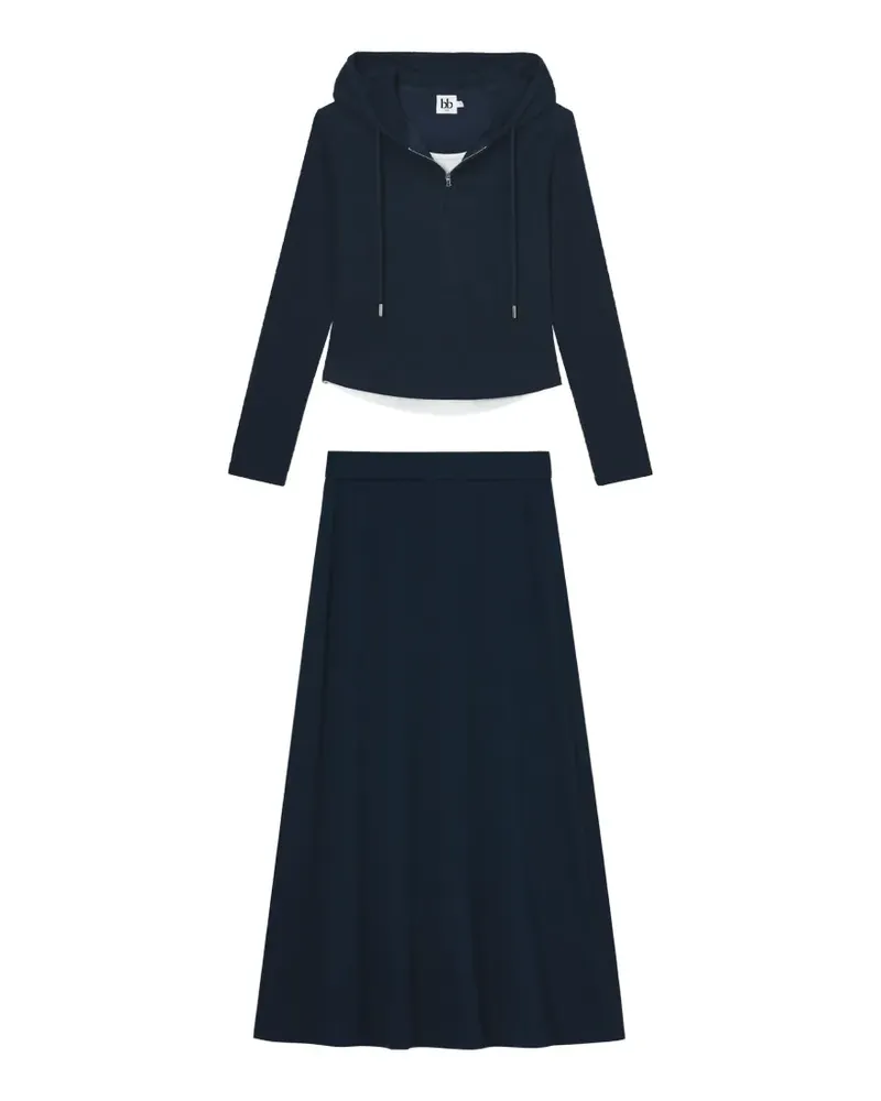 b+ab Set aus Hoodie und Rock - Blau Blau