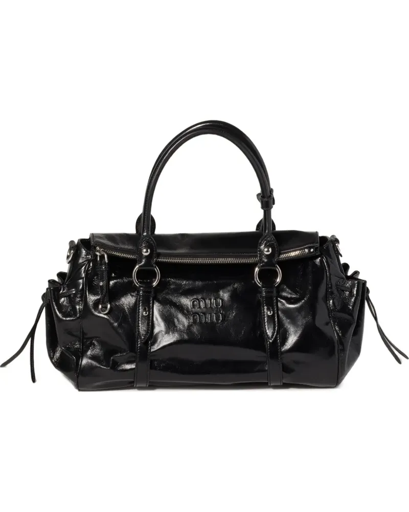 Miu Miu Handtasche aus glänzendem Leder - Schwarz Schwarz