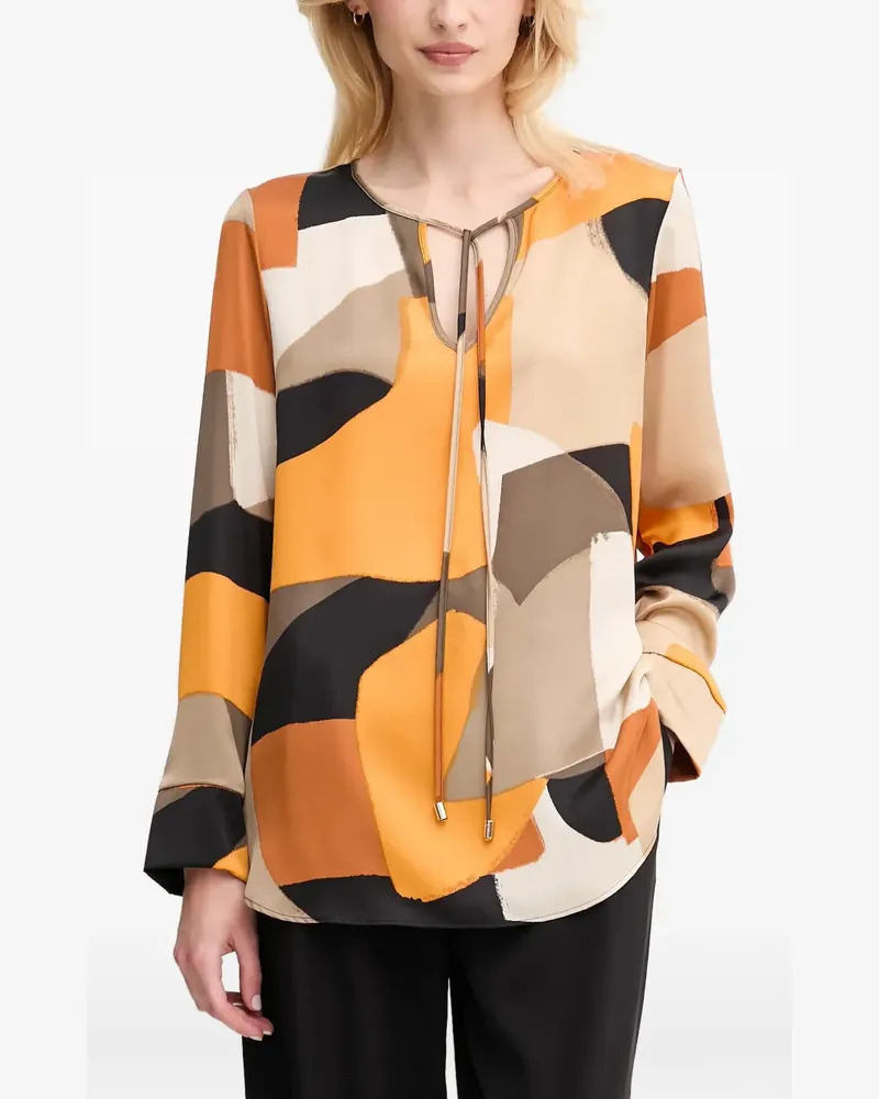 Joseph Ribkoff geometric tie-neck blouse - Orange Orange
