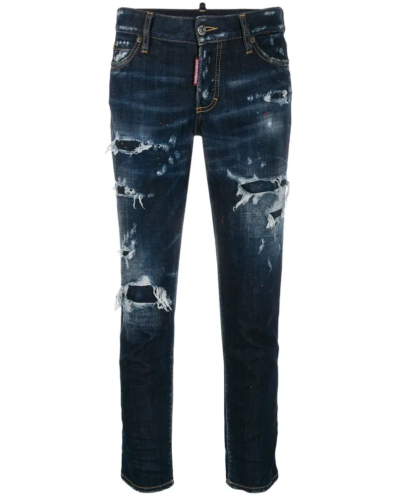Dsquared2 Cropped-Jeans im Distressed-Look - Blau Blau